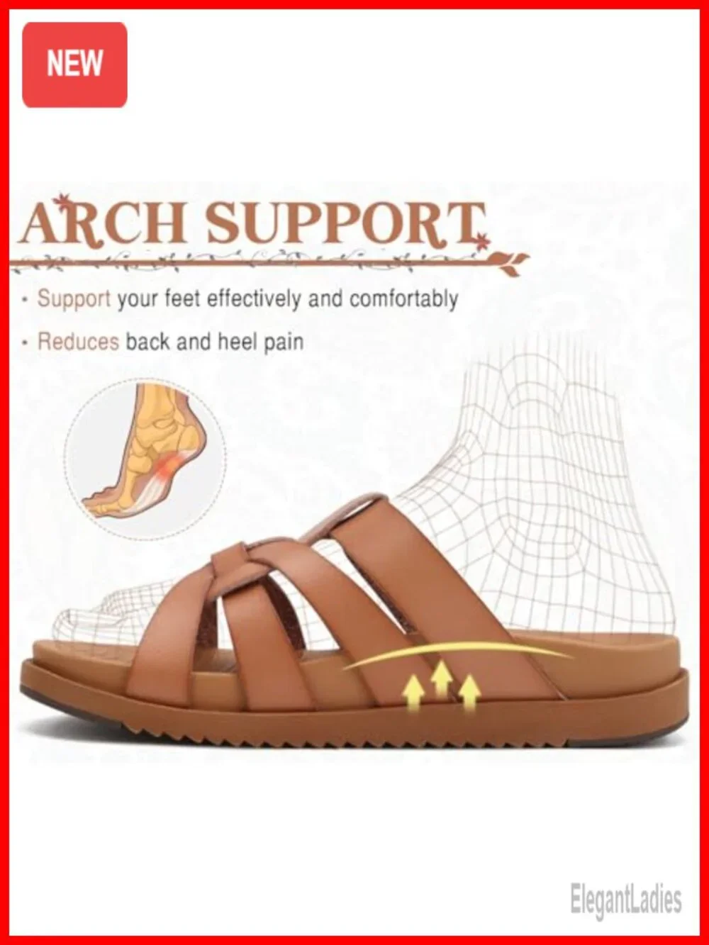 Women's Gladiator Sandals with Arch Support Flat Slides Slip On